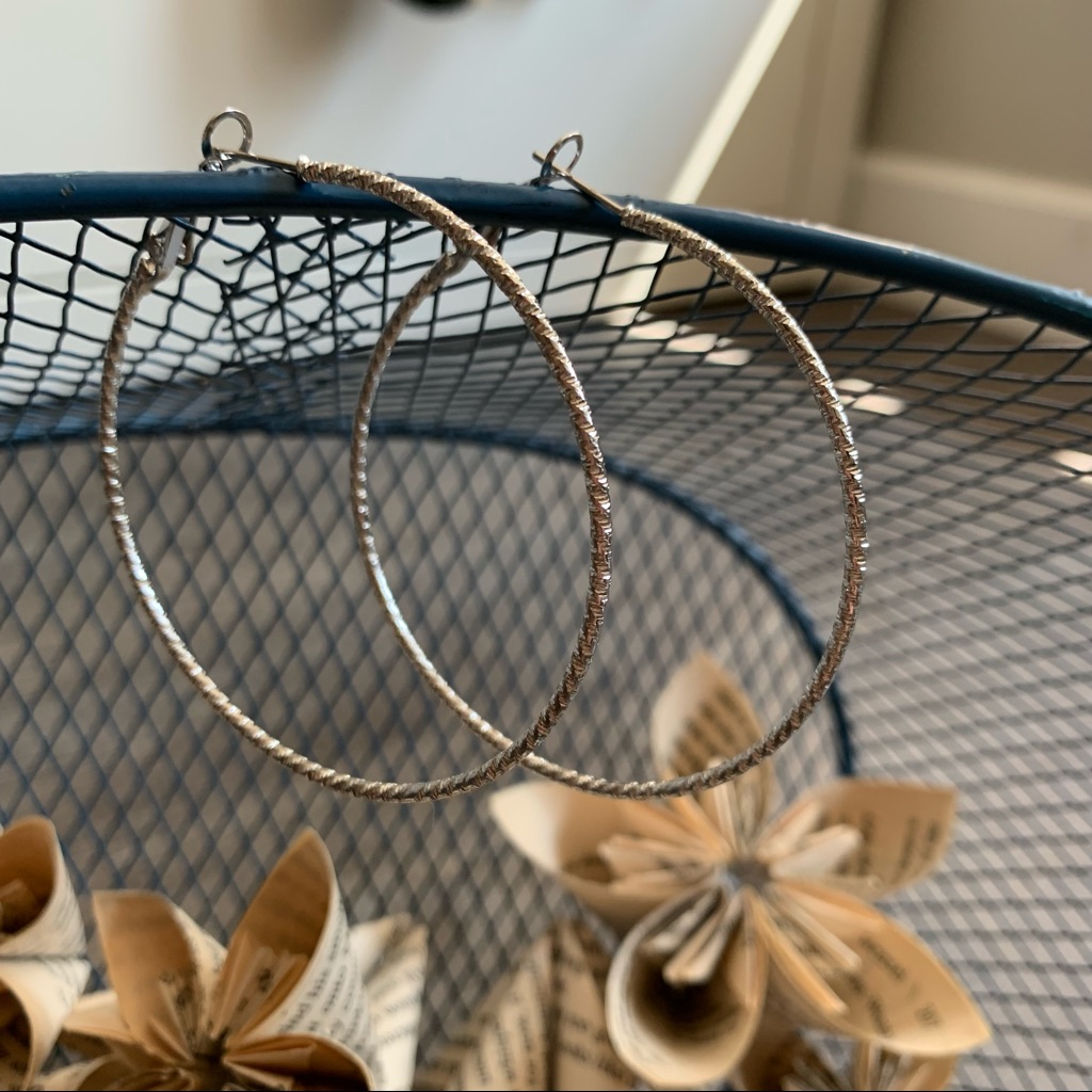 Large Silver Hoop Earrings Nwot